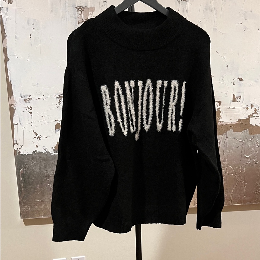 a new day Black 'Bonjour' Turtleneck Sweater